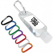 1 oz. Antibacterial Hand Sanitizer Gel  Bottle with Carabiner